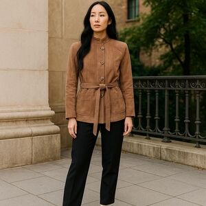 Vintage Lanvin suede leather belted jacket size M